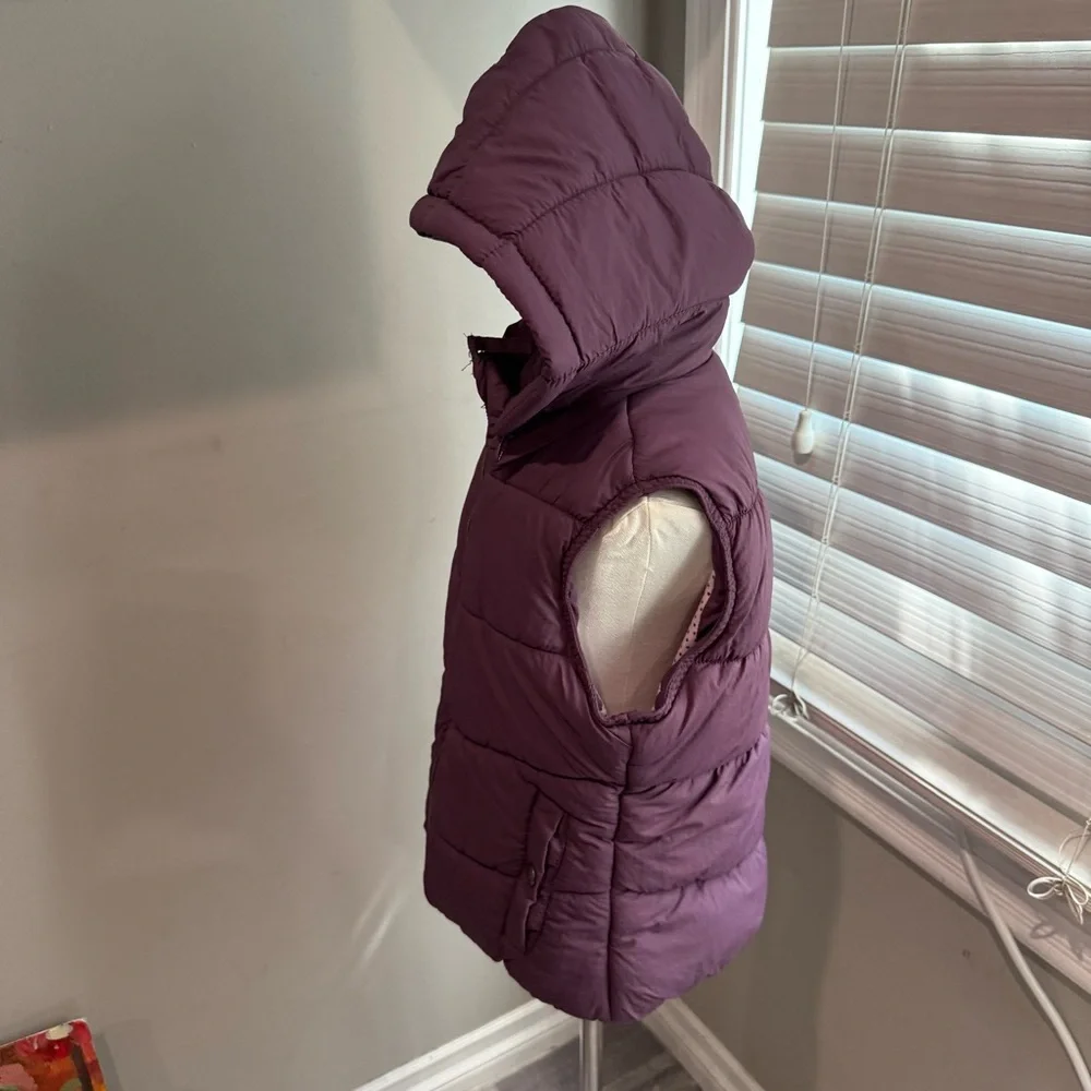 Zara Girls Quilted Purple‎ Hooded Puffer Vest